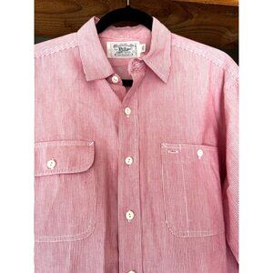 Vintage Polo Ralph Lauren Red White Stripe Button Front Mens Shirt